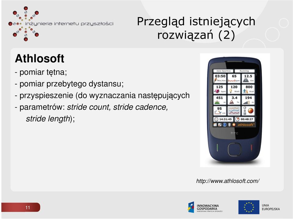 parametrów: stride count, stride cadence, stride