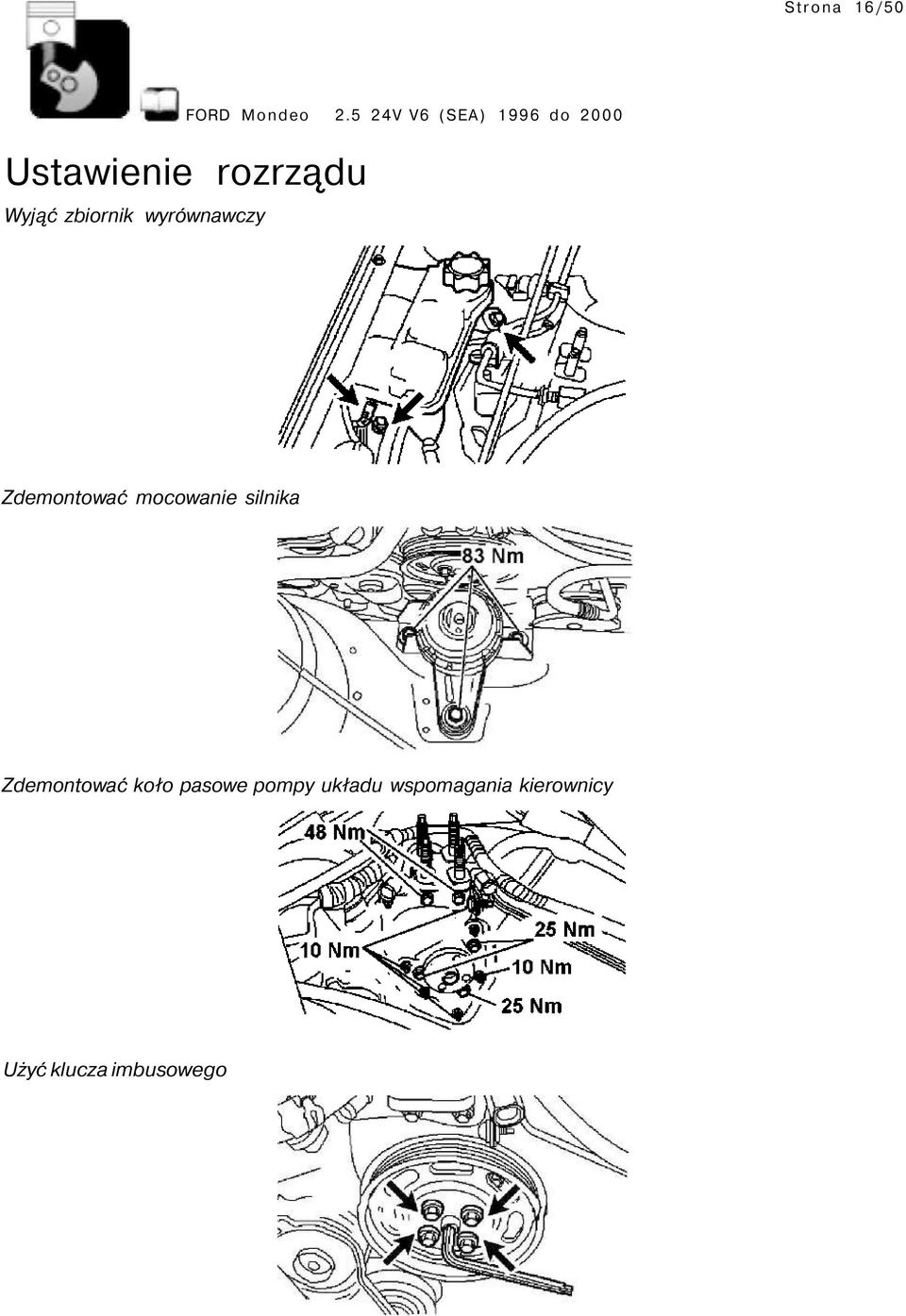 silnika Zdemontować koło pasowe pompy