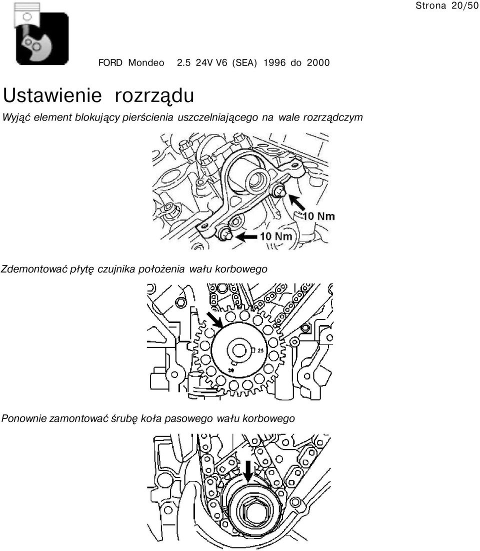 rozrządczym Zdemontować płytę czujnika