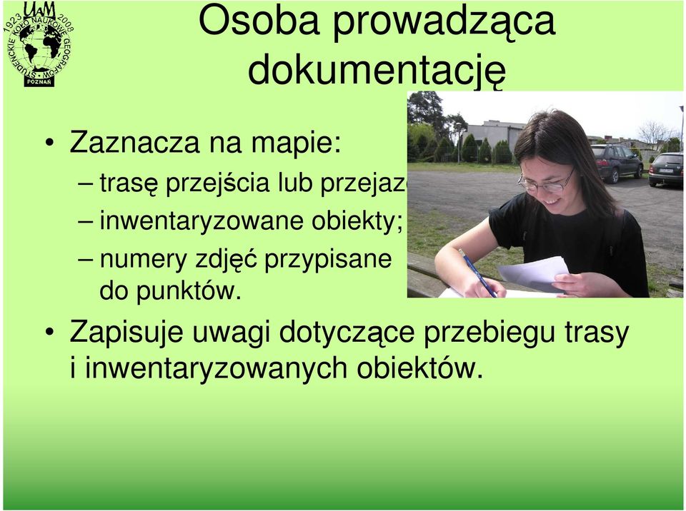 obiekty; numery zdjęć przypisane do punktów.