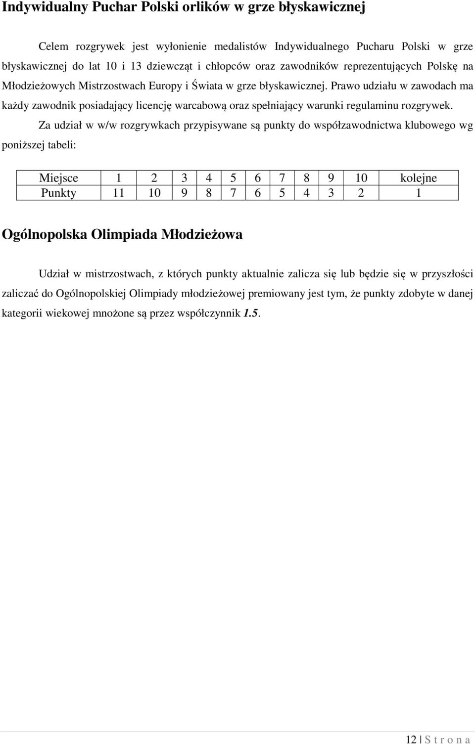 Prawo udziału w zawodach ma każdy zawodnik posiadający licencję warcabową oraz spełniający warunki regulaminu rozgrywek.