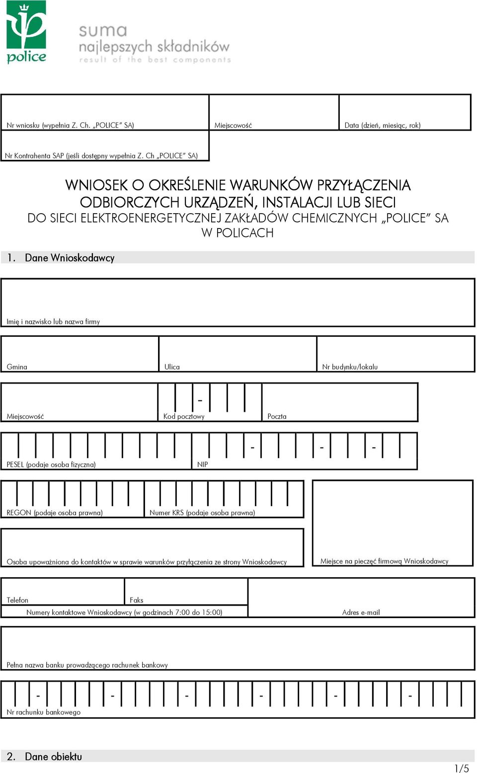 Dane Wnioskodawcy Imię i nazwisko lub nazwa firmy Gmina Ulica Nr budynku/lokalu Miejscowość - Kod pocztowy Poczta PESEL (podaje osoba fizyczna) NIP - - - REGON (podaje osoba prawna) Numer KRS (podaje