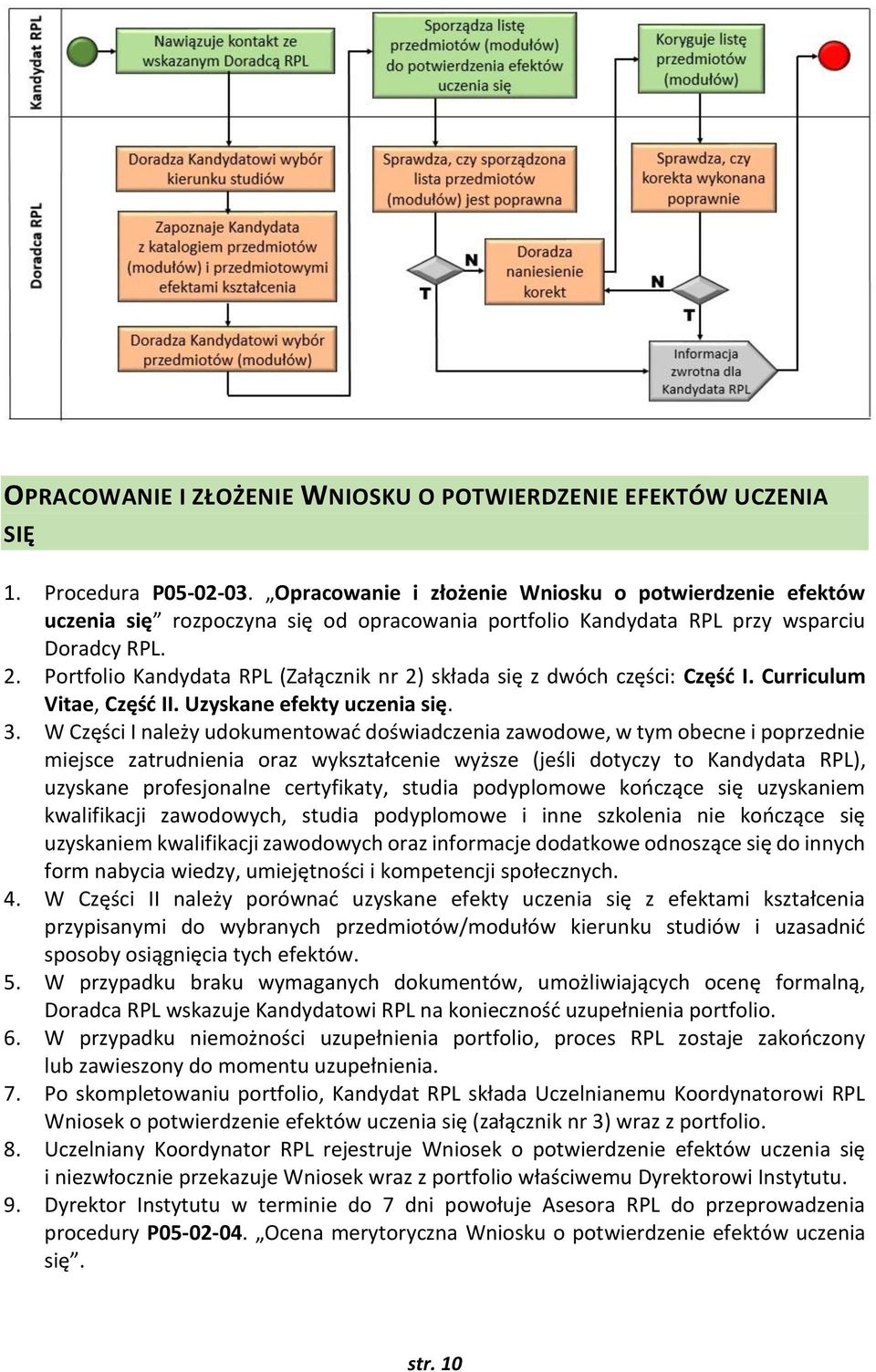 Portfolio Kandydata RPL (Załącznik nr 2) składa się z dwóch części: Część I. Curriculum Vitae, Część II. Uzyskane efekty uczenia się. 3.