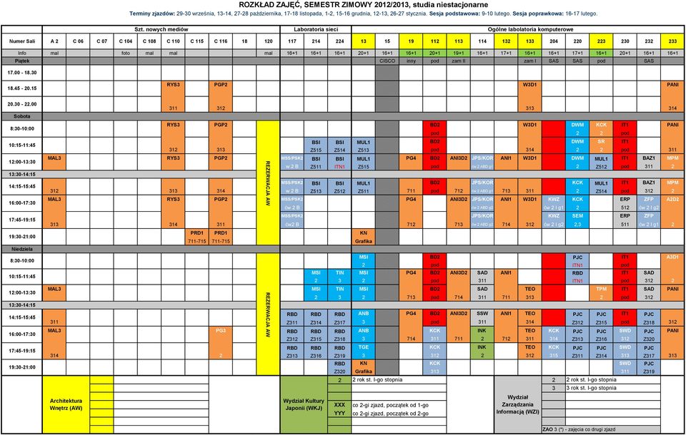 nowych mediów Laboratoria sieci Ogólne labolatoria komputerowe Numer Sali A C 06 C 07 C 104 C 108 C 110 C 115 C 116 18 10 117 14 4 1 15 19 11 11 114 1 1 04 0 0 Info mal foto mal mal mal 16+1 16+1