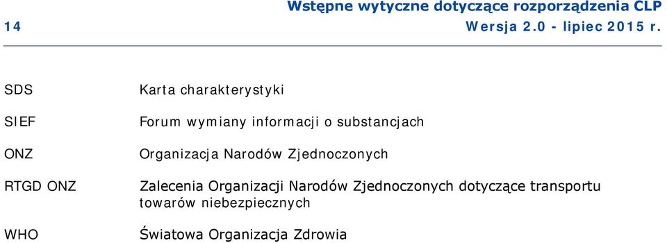 informacji o substancjach Organizacja Narodów Zjednoczonych