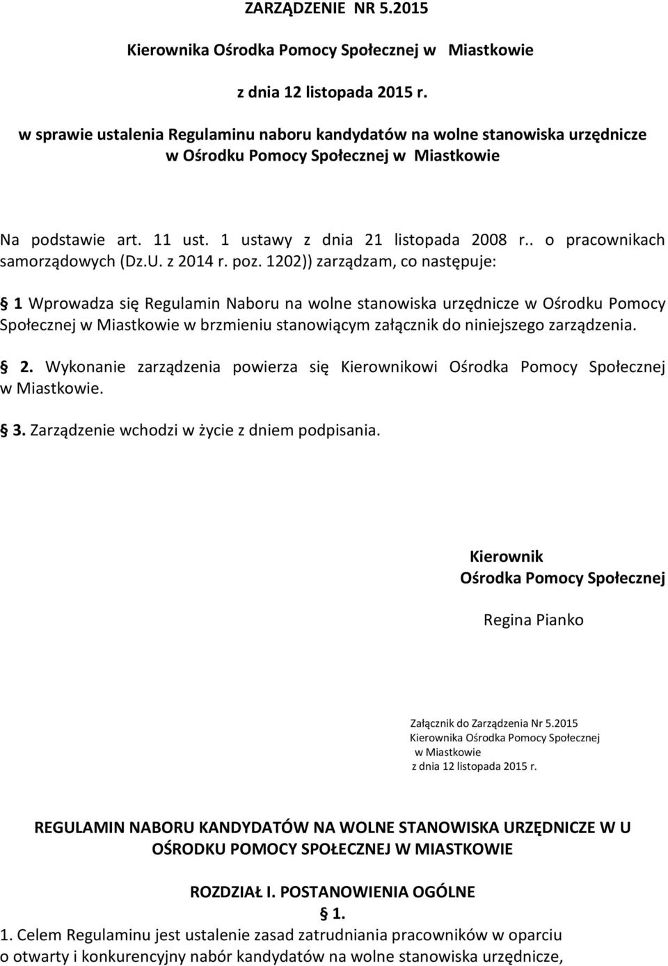 . o pracownikach samorządowych (Dz.U. z 2014 r. poz.