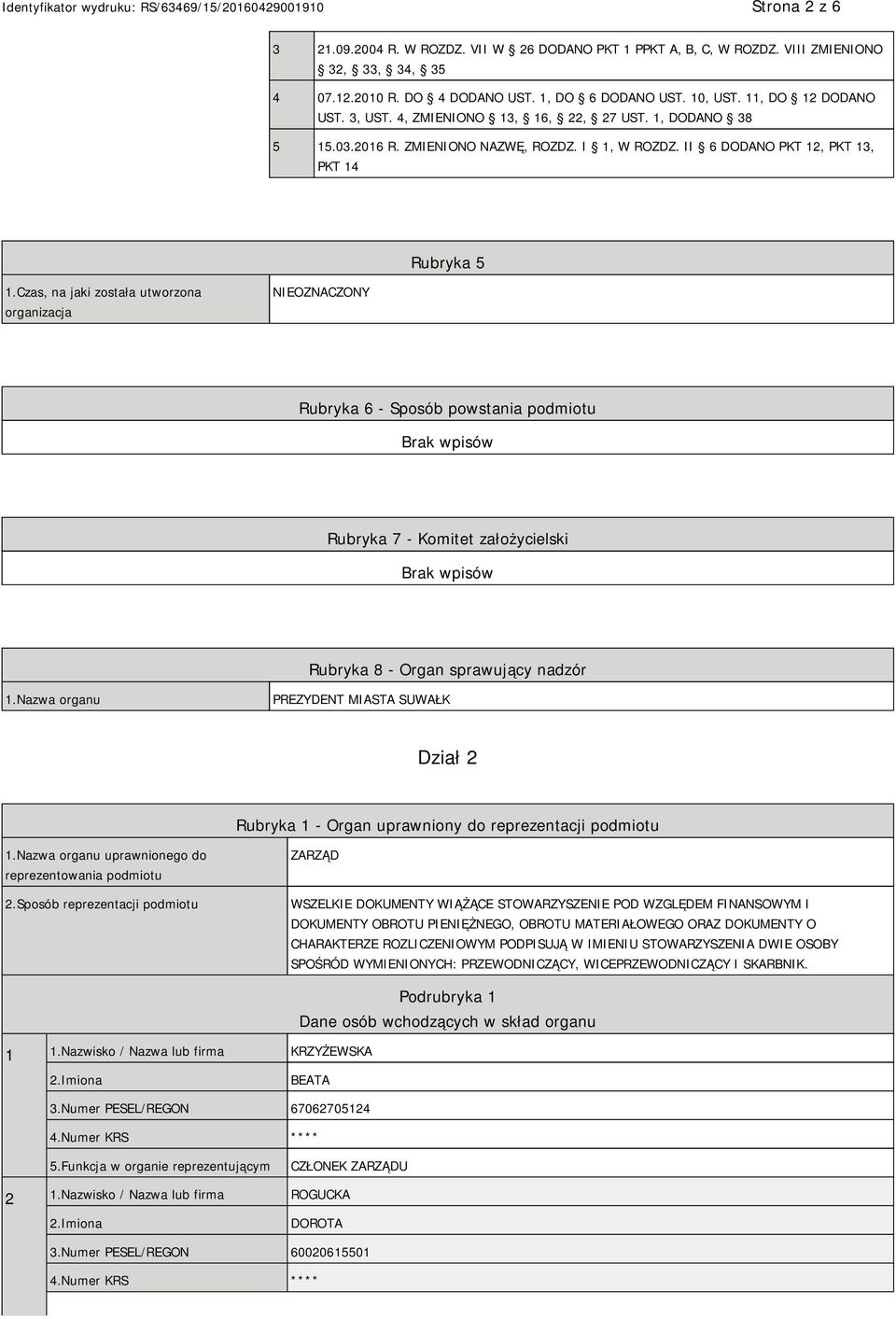 Czas, na jaki została utworzona organizacja NIEOZNACZONY Rubryka 6 - Sposób powstania podmiotu Rubryka 7 - Komitet założycielski Rubryka 8 - Organ sprawujący nadzór 1.