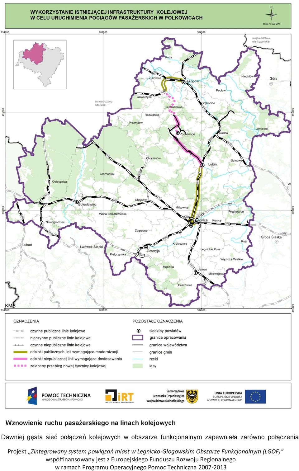 połączeń kolejowych w obszarze