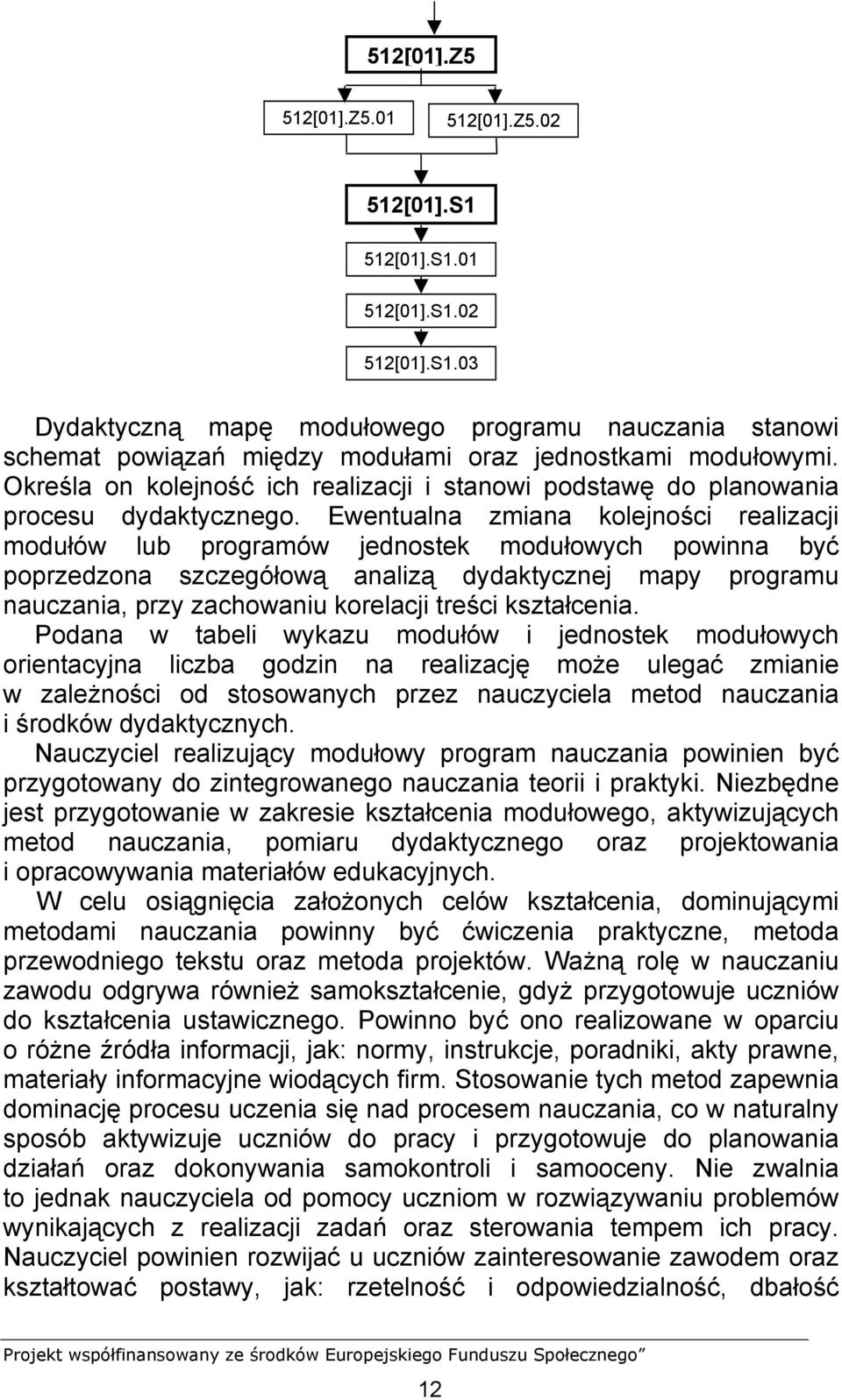 Ewentualna zmiana kolejności realizacji modułów lub programów jednostek modułowych powinna być poprzedzona szczegółową analizą dydaktycznej mapy programu nauczania, przy zachowaniu korelacji treści