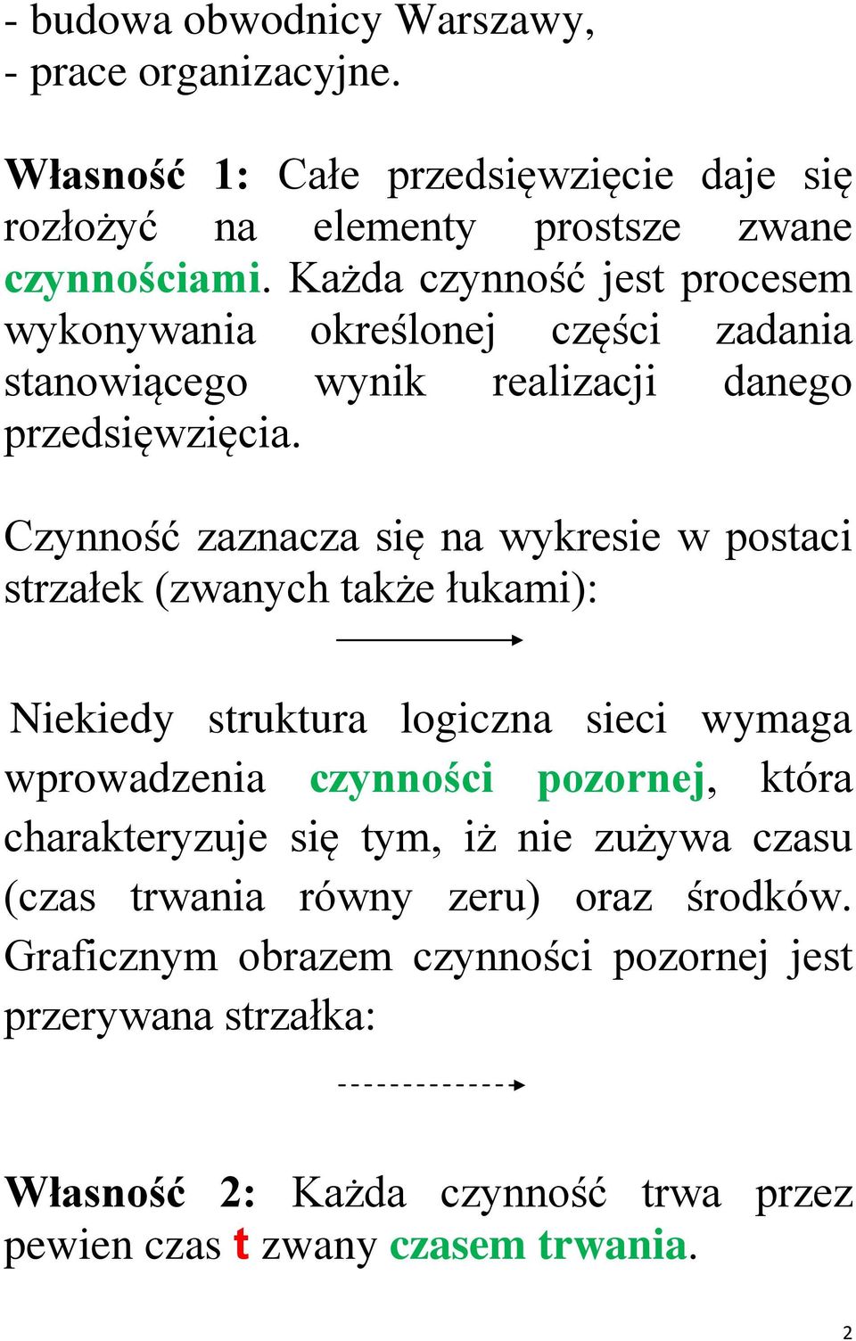 Czynność zaznacza się na ykresie ostaci strzałek (zanych także łukami): Niekiedy struktura logiczna sieci ymaga roadzenia czynności ozornej, która