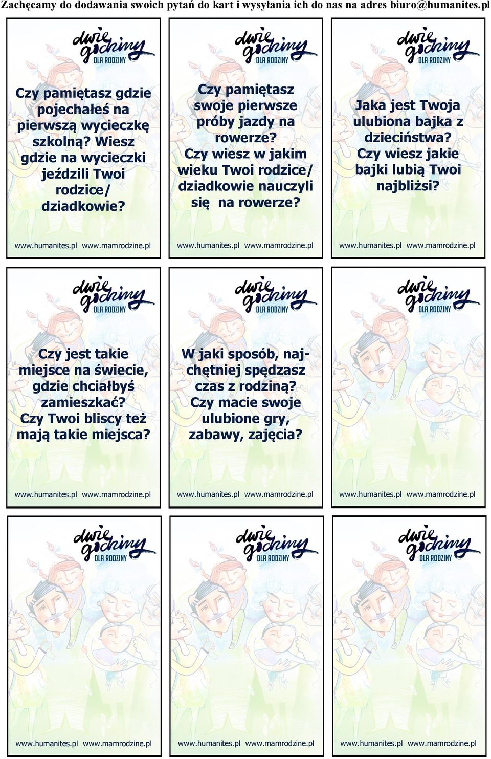Czy wiesz w jakim wieku dziadkowie nauczyli się na rowerze? Jaka jest Twoja ulubiona bajka z dzieciństwa?