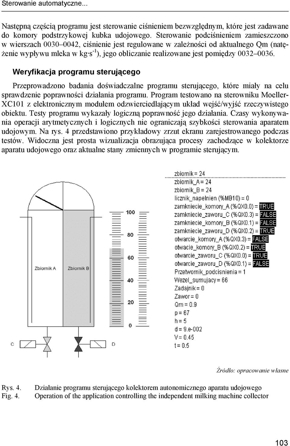 0032 0036. Weryfikacja programu sterującego Przeprowadzono badania doświadczalne programu sterującego, które miały na celu sprawdzenie poprawności działania programu.