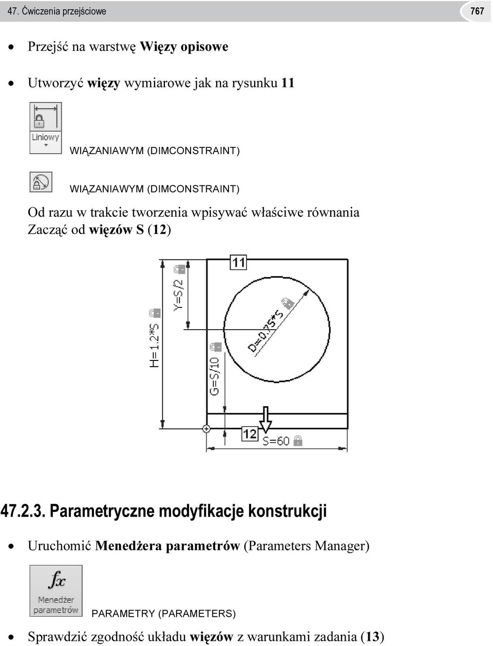 równania Zacząć od więzów S (12) 47.2.3.