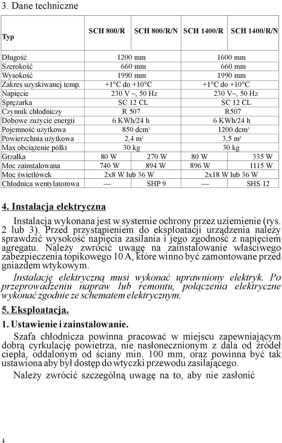 1200 dcm Powierzchnia użytkowa 2 2,4 m 2 3,5 m Max obciążenie półki 30 kg 30 kg 3 3 Grzałka 80 W 270 W 80 W 335 W Moc zainstalowana 740 W 894 W 896 W 1115 W Moc świetlówek 2x8 W lub 36 W 2x18 W lub