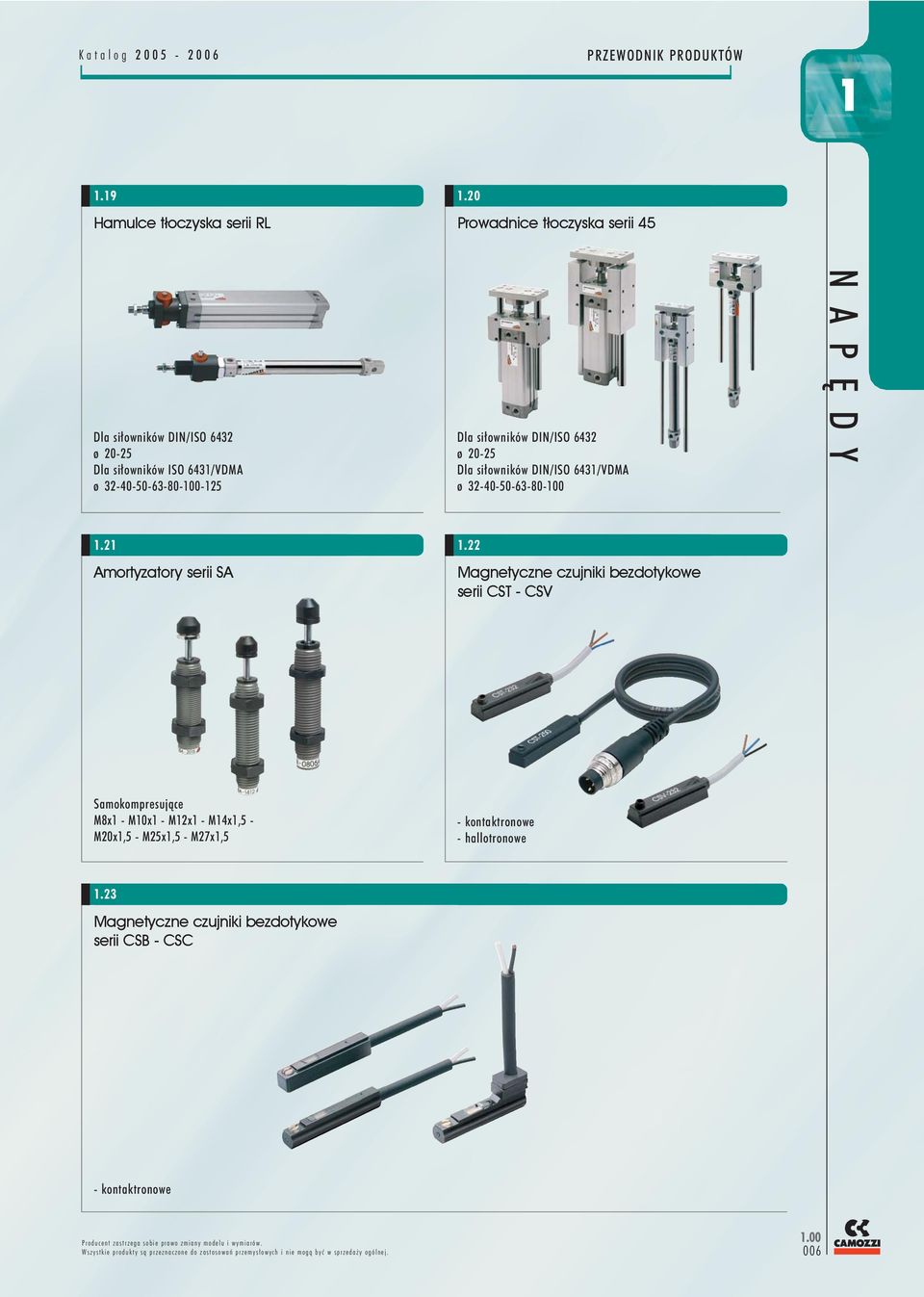 DIN/ISO 6432 ø 20-25 Dla siłowników DIN/ISO 6431/VDMA ø 32-40-50-63-80-100 1.21 Amortyzatory serii SA 1.