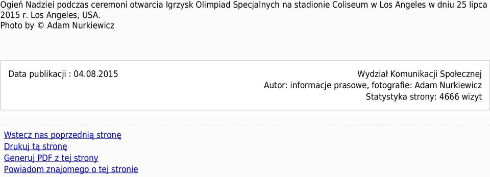 2015 Wstecz nas poprzednią stronę Drukuj tą stronę Generuj PDF z tej strony Powiadom znajomego o