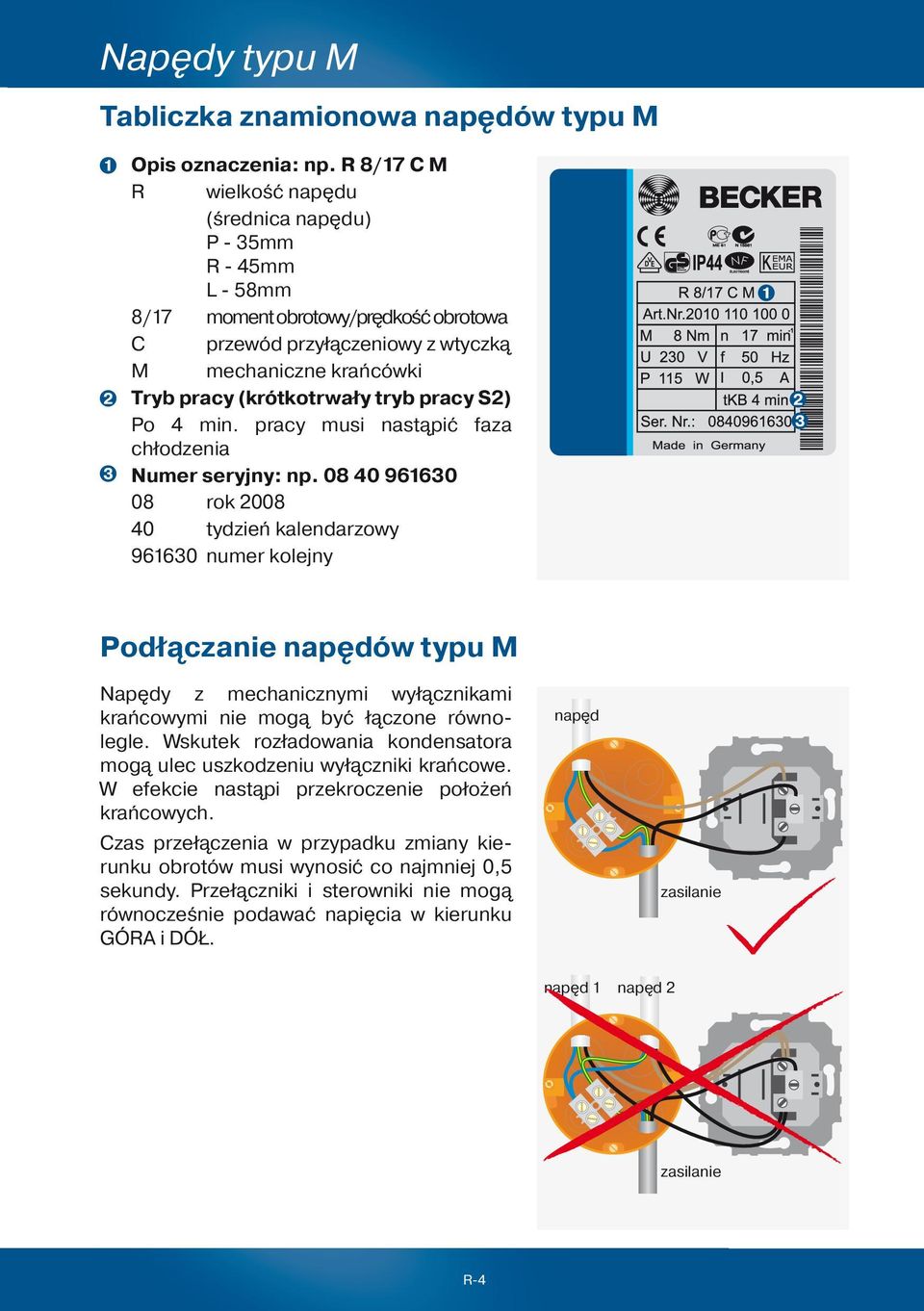 tryb pracy S2) Po 4 min. pracy musi nastąpić faza chłodzenia Numer seryjny: np.