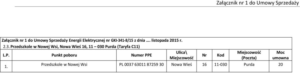 1-8/15 z dnia. listopada 2015 r. 2.3.