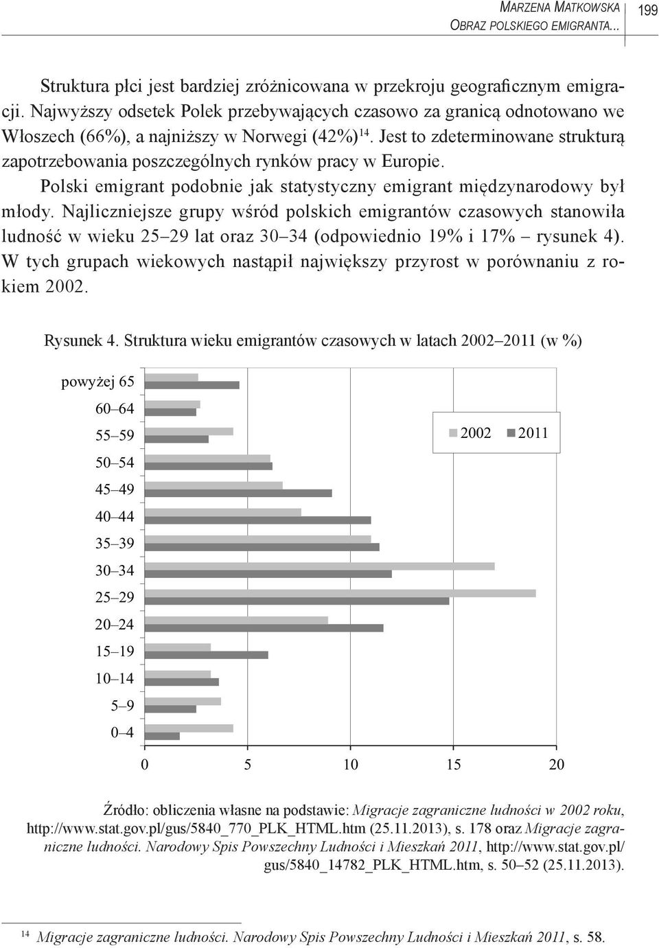 Jest to zdeterminowane strukturą zapotrzebowania poszczególnych rynków pracy w Europie. Polski emigrant podobnie jak statystyczny emigrant międzynarodowy był młody.