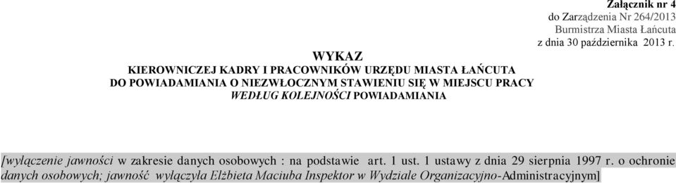 jawności w zakresie danych osobowych : na podstawie art. 1 ust. 1 ustawy z dnia 29 sierpnia 1997 r.