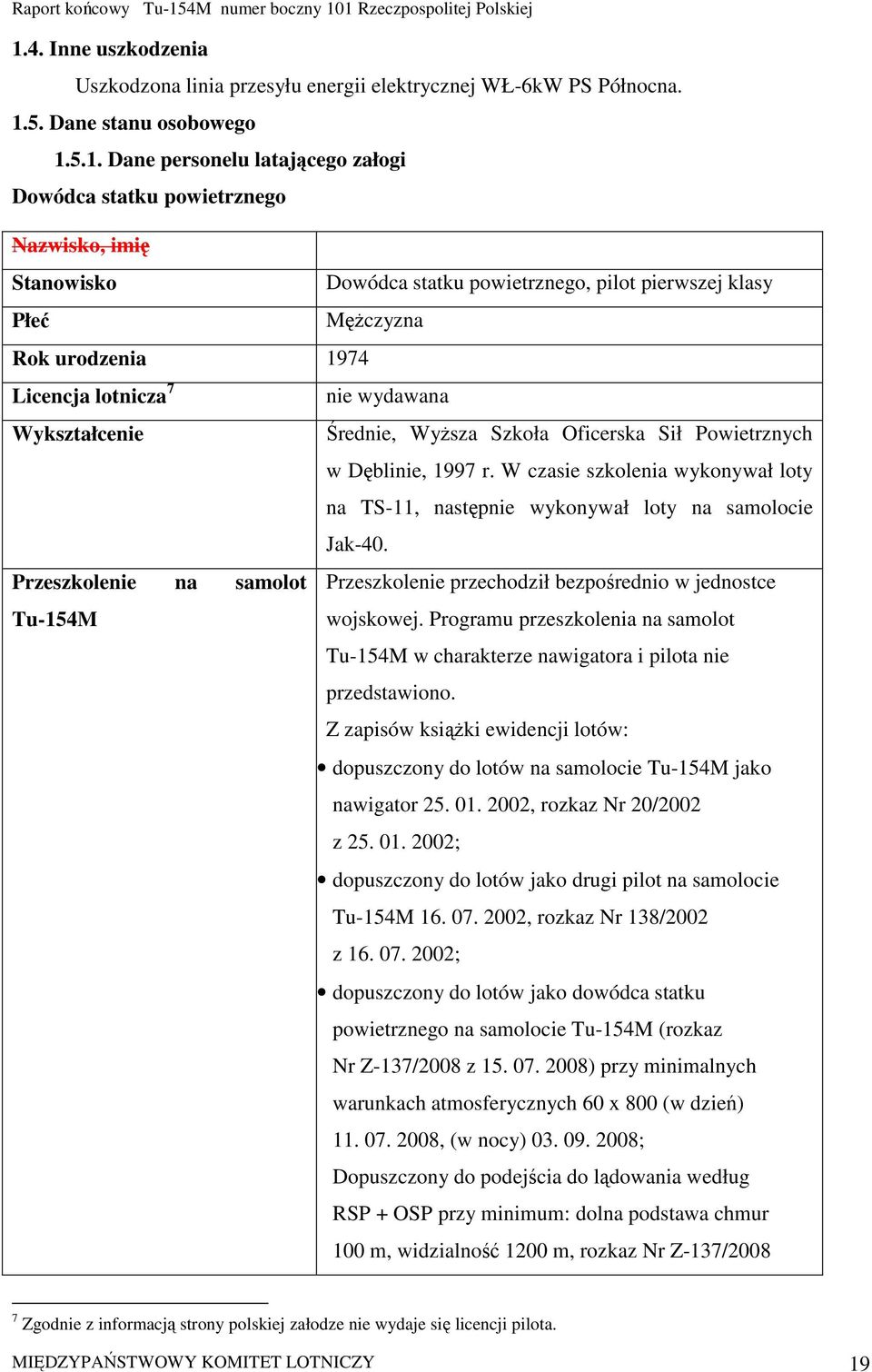 Dęblinie, 1997 r. W czasie szkolenia wykonywał loty na TS-11, następnie wykonywał loty na samolocie Jak-40.