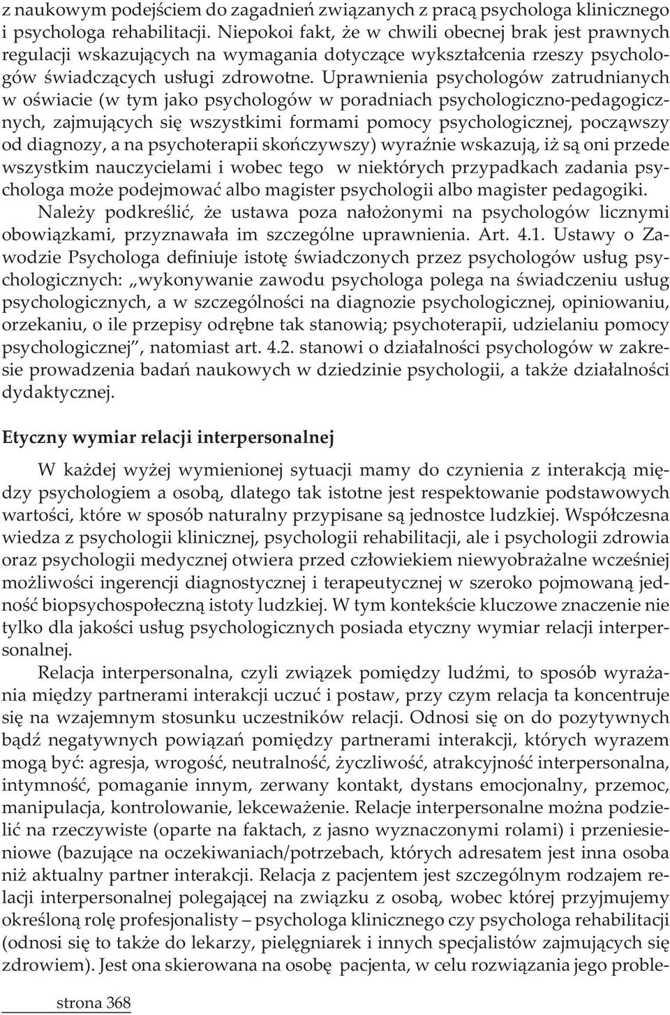 Etyczny wymiar relacji interpersonalnej - wiedza z psychologii