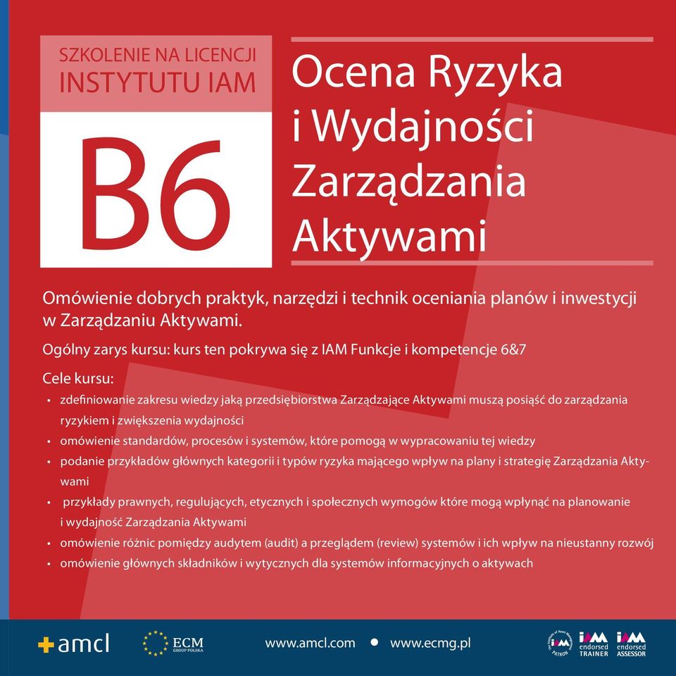 wydajności omówienie standardów, procesów i systemów, które pomogą w wypracowaniu tej wiedzy podanie przykładów głównych kategorii i typów ryzyka mającego wpływ na plany i strategię przykłady