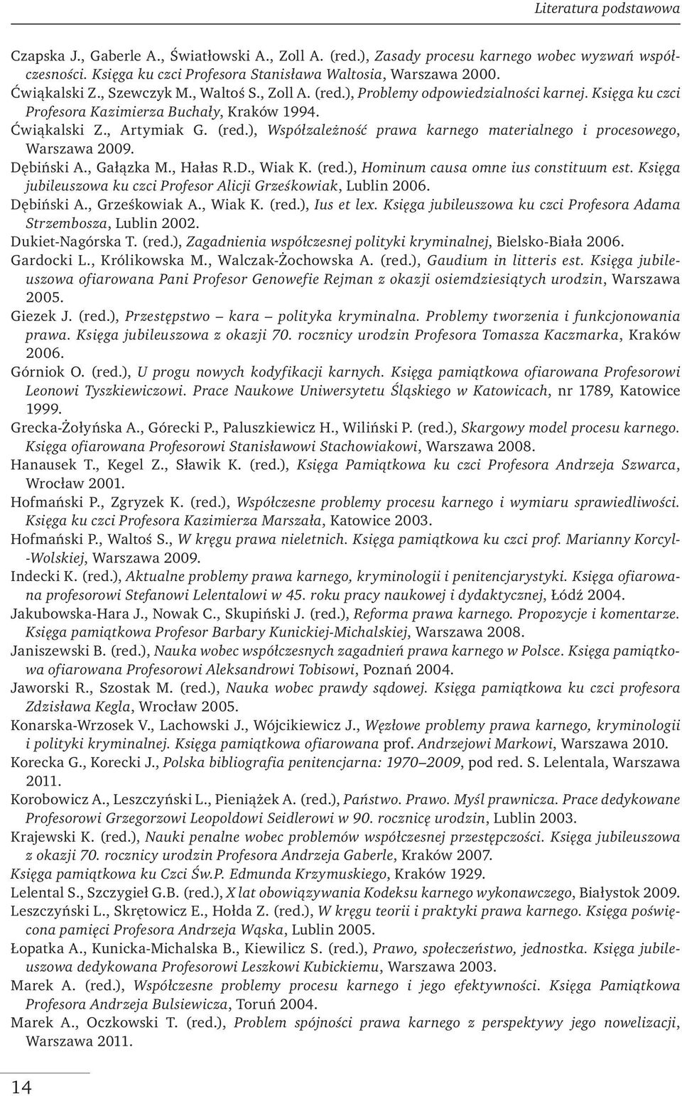 Dębiński A., Gałązka M., Hałas R.D., Wiak K. (red.), Hominum causa omne ius constituum est. Księga jubileuszowa ku czci Profesor Alicji Grześkowiak, Lublin 2006. Dębiński A., Grześkowiak A., Wiak K. (red.), Ius et lex.