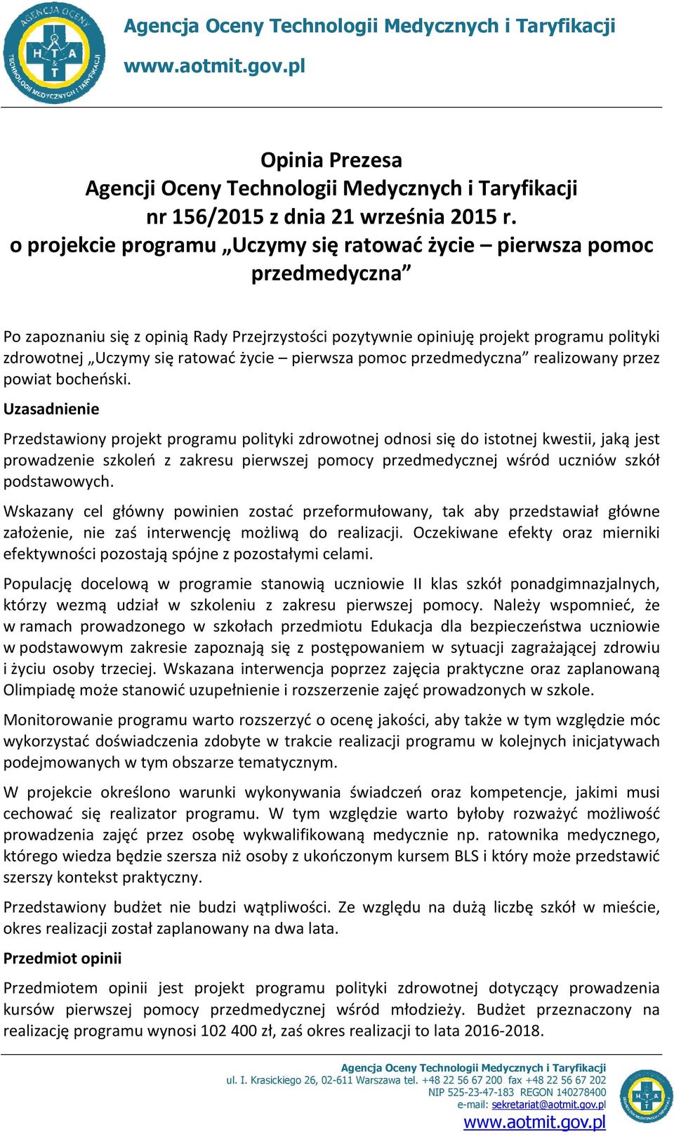 życie pierwsza pomoc przedmedyczna realizowany przez powiat bocheński.