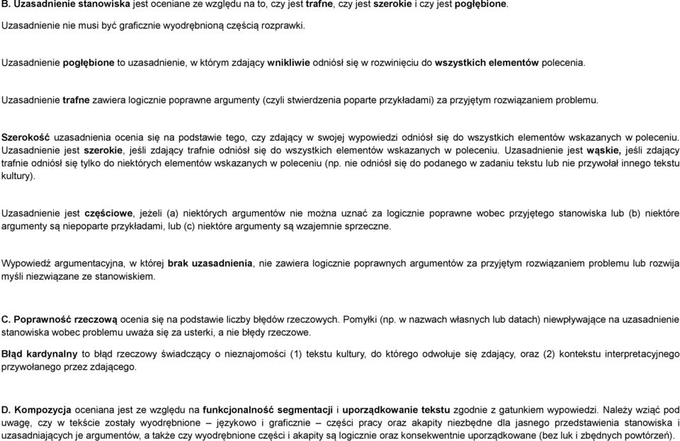 trafne zawiera logicznie poprawne argumenty (czyli stwierdzenia poparte przykładami) za przyjętym rozwiązaniem problemu.