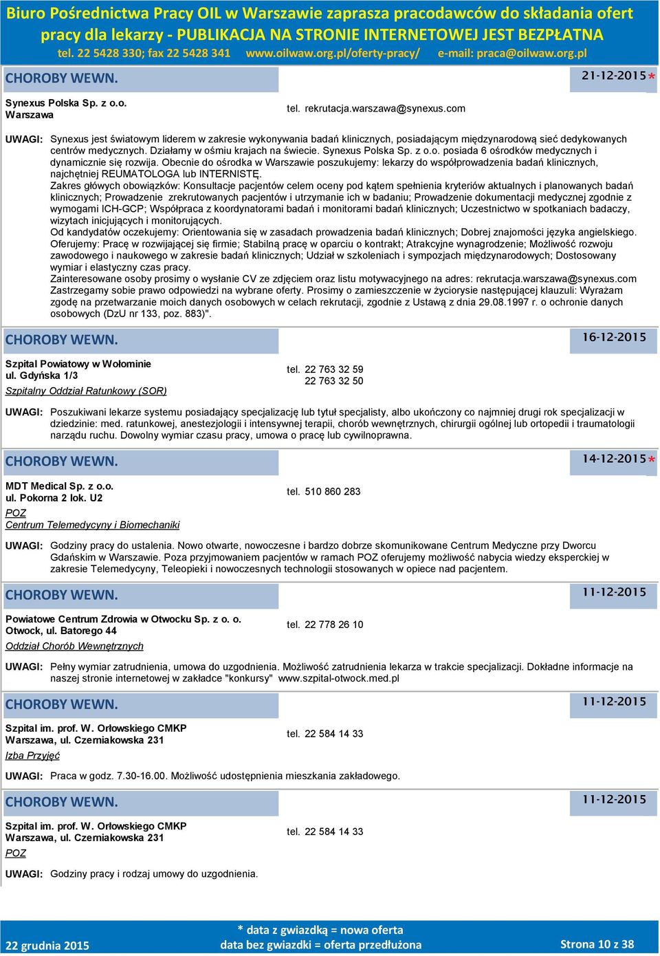 Synexus Polska Sp. z o.o. posiada 6 ośrodków medycznych i dynamicznie się rozwija.