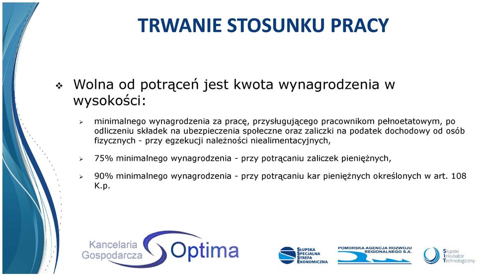 dochodowy od osób fizycznych - przy egzekucji należności niealimentacyjnych, 75% minimalnego wynagrodzenia - przy