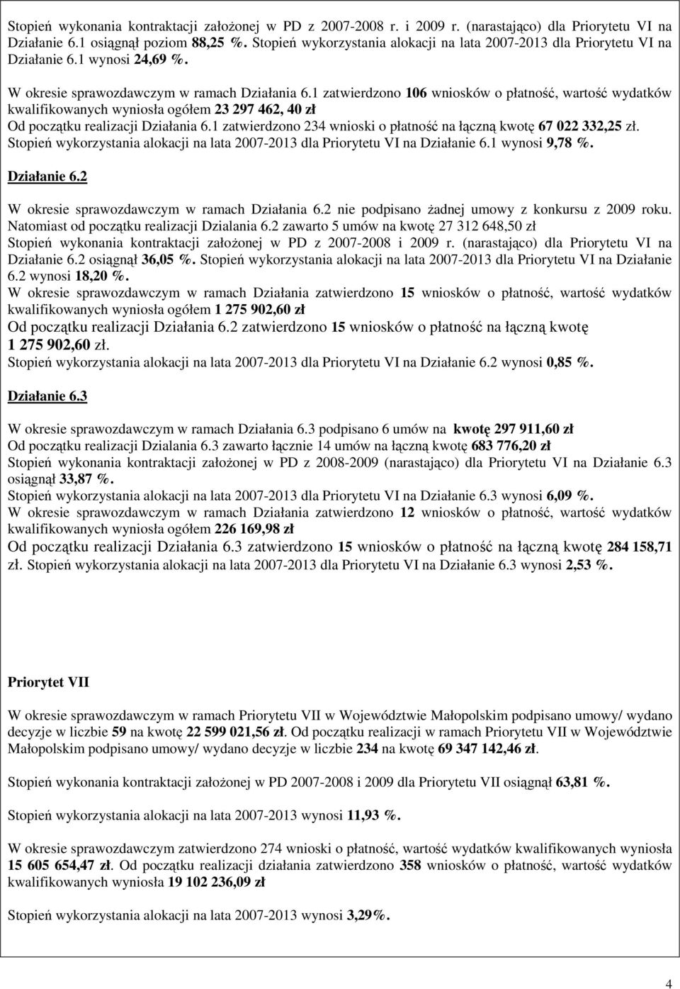 1 zatwierdzono 106 wniosków o płatność, wartość wydatków kwalifikowanych wyniosła ogółem 23 297 462, 40 zł Od początku realizacji Działania 6.