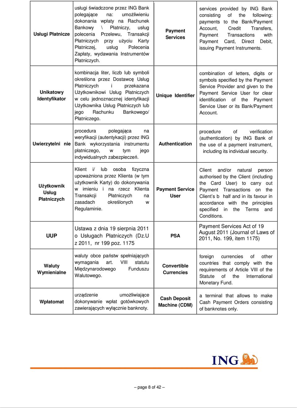Regulamin świadczenia Usług Płatniczych W Ing Banku Śląskim S A General Terms And Conditions Of Payment Services In Bank Śląski Pdf Free Payment Services In Ing Bank