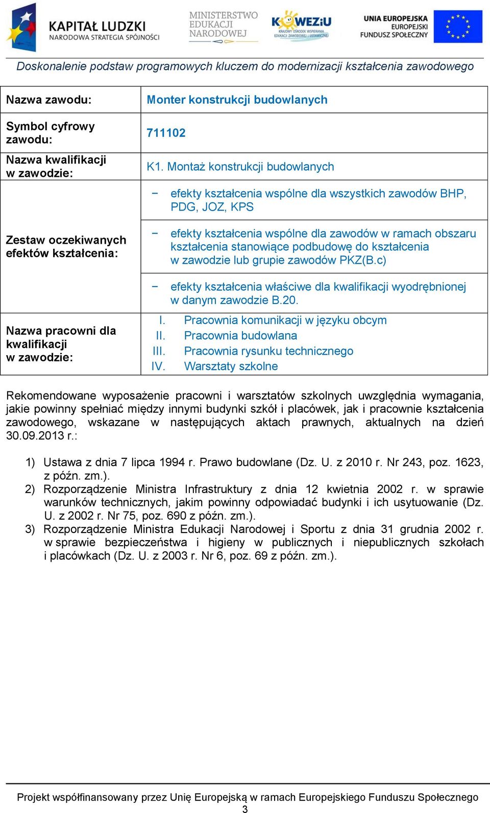 kształcenia stanowiące podbudowę do kształcenia w zawodzie lub grupie zawodów PKZ(B.