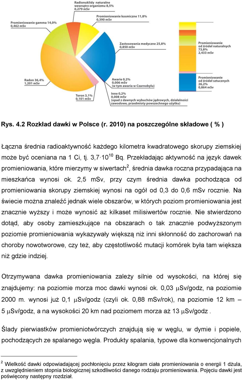 2,5 msv, przy czym średnia dawka pochodząca od promieniowania skorupy ziemskiej wynosi na ogół od 0,3 do 0,6 msv rocznie.