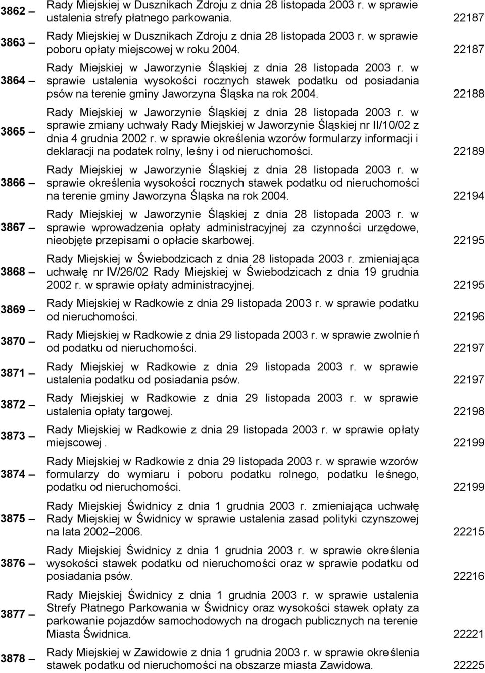 22188 sprawie zmiany uchwały Rady Miejskiej w Jaworzynie Śląskiej nr II/10/02 z dnia 4 grudnia 2002 r.