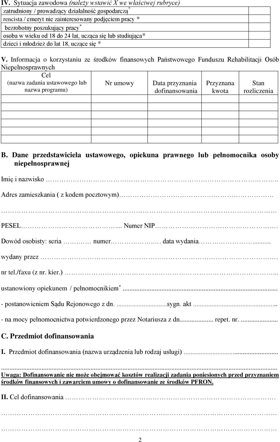 Informacja o korzystaniu ze środków finansowych Państwowego Funduszu Rehabilitacji Osób Niepełnosprawnych Cel (nazwa zadania ustawowego lub nazwa programu) Nr umowy Data przyznania dofinansowania