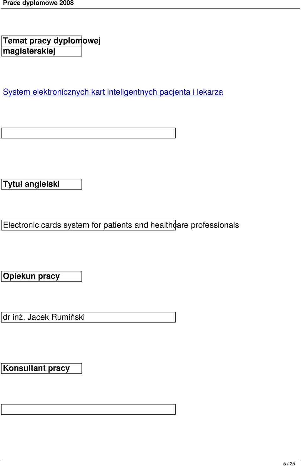 Electronic cards system for patients and