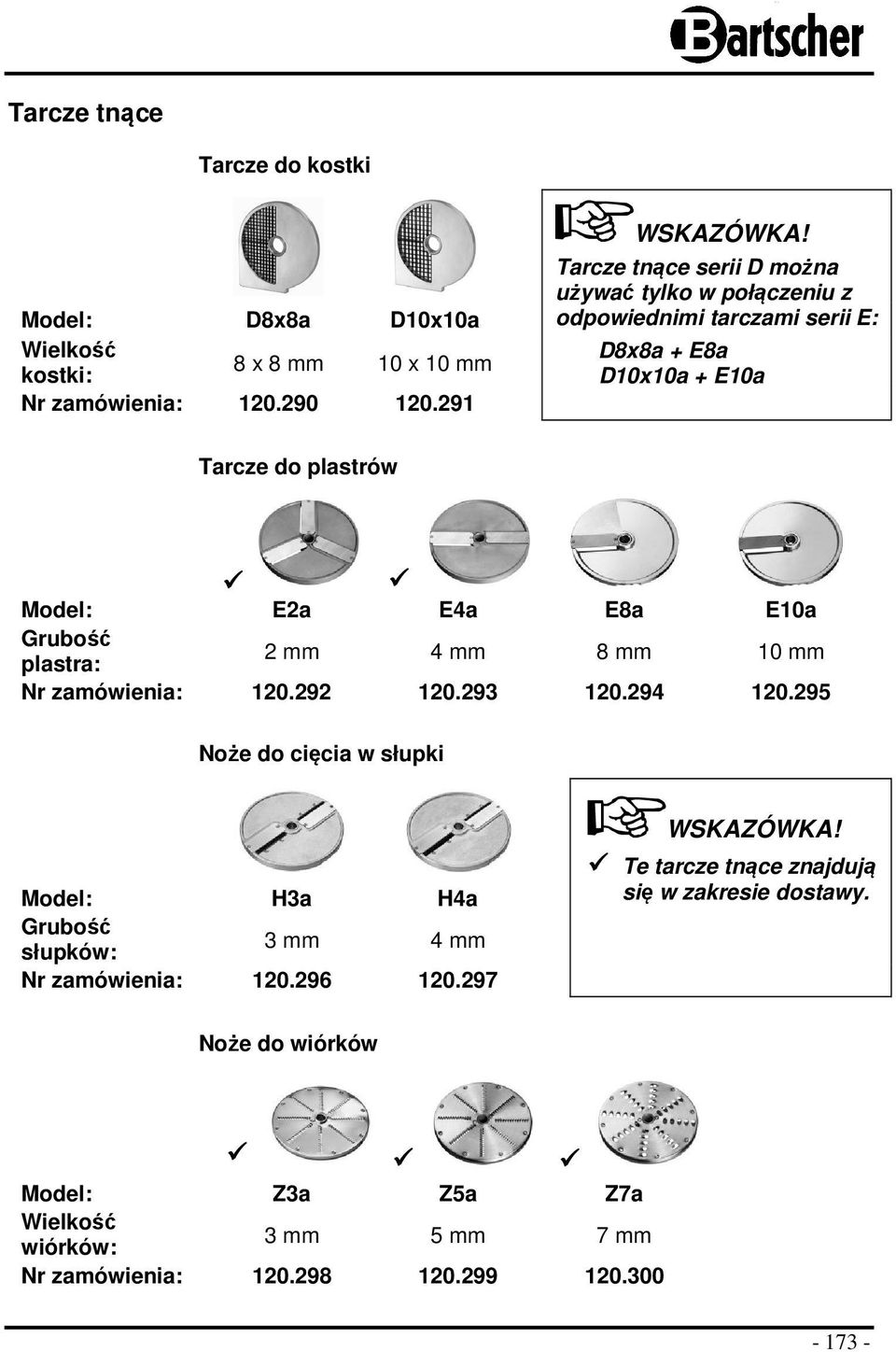 Grubość plastra: 2 mm 4 mm 8 mm 10 mm Nr zamówienia: 120.292 120.293 120.294 120.