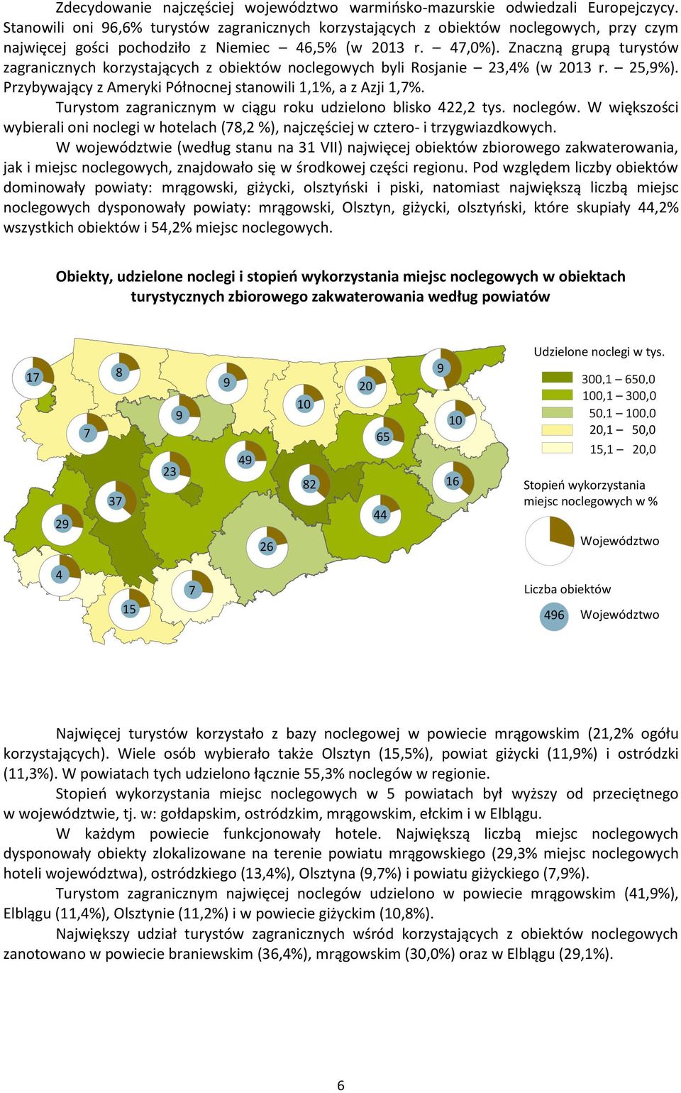 Znaczną grupą turystów zagranicznych korzystających z obiektów noclegowych byli Rosjanie 23,4% (w 2013 r. 25,9%). Przybywający z Ameryki Północnej stanowili 1,1%, a z Azji 1,7%.