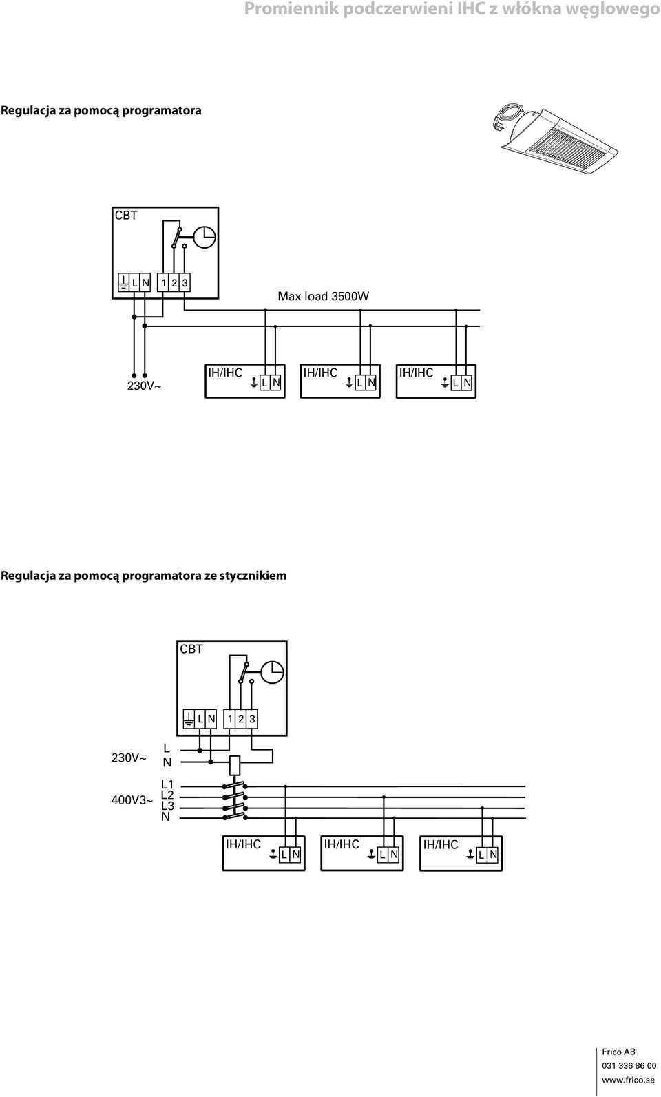 programatora ze stycznikiem CBT LN 1 2 3 230V~