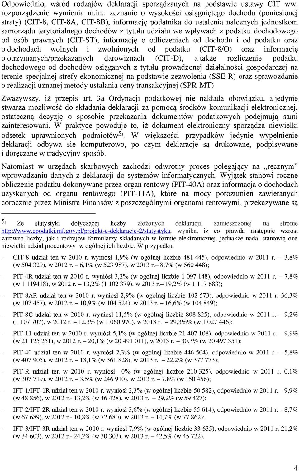 wpływach z podatku dochodowego od osób prawnych (CIT-ST), informację o odliczeniach od dochodu i od podatku oraz o dochodach wolnych i zwolnionych od podatku (CIT-8/O) oraz informację o