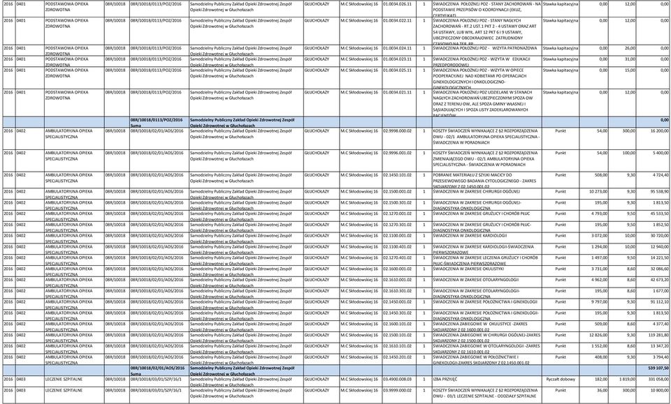 Publiczny Zakład Opieki Zdrowotnej Zespół Opieki Zdrowotnej w Głuchołazach 08R/10018 08R/10018/02/01/AOS/2016 Samodzielny Publiczny Zakład Opieki Zdrowotnej Zespół Opieki Zdrowotnej w Głuchołazach