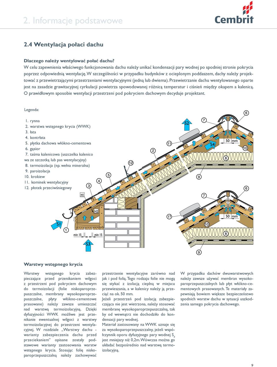 W szczególności w przypadku budynków z ocieplonym poddaszem, dachy należy projektować z przewietrzającymi przestrzeniami wentylacyjnymi (jedną lub dwiema).