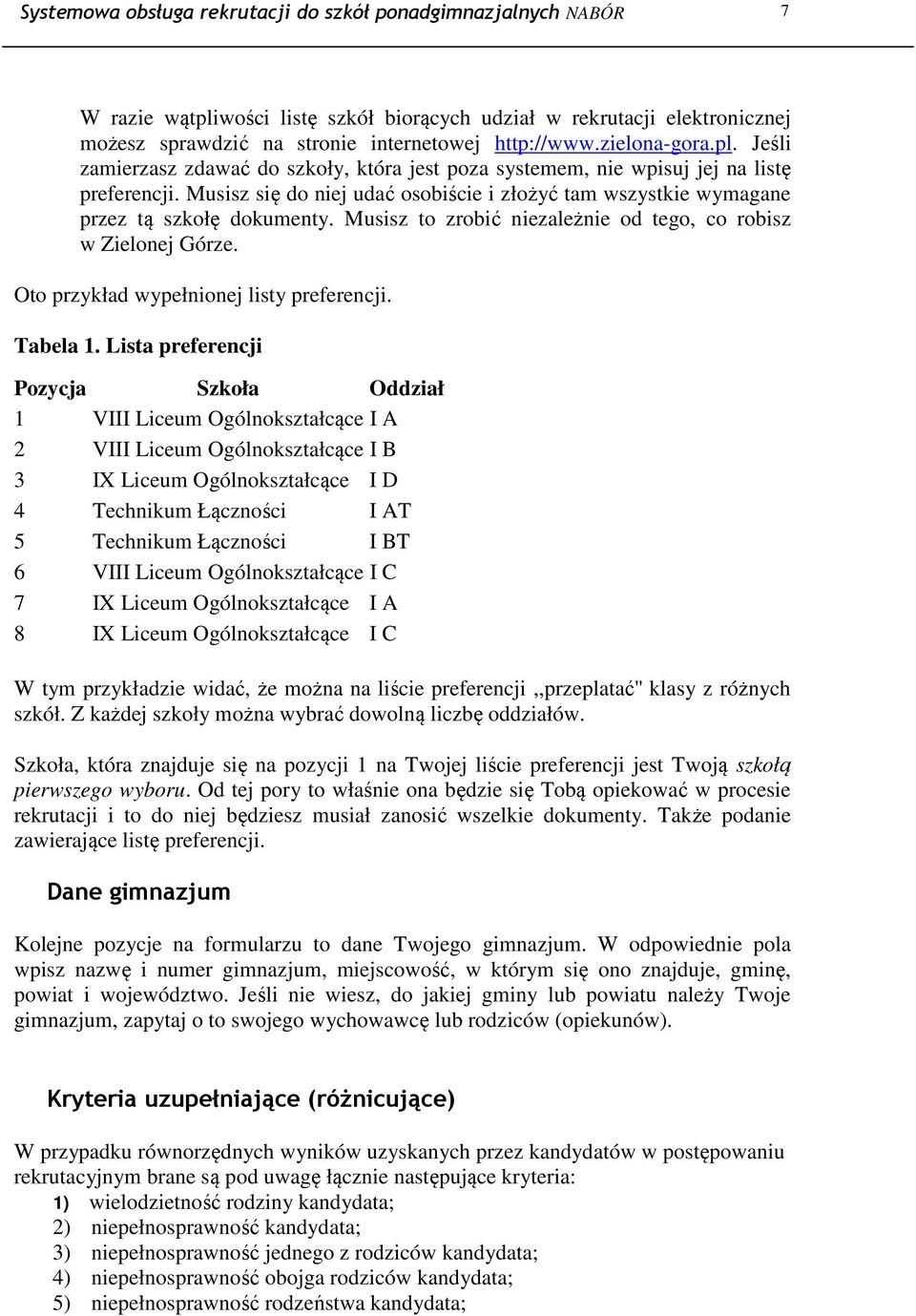 Musisz się do niej udać osobiście i złożyć tam wszystkie wymagane przez tą szkołę dokumenty. Musisz to zrobić niezależnie od tego, co robisz w Zielonej Górze.