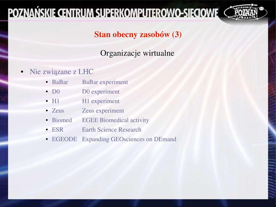 experiment Zeus Zeus experiment Biomed EGEE Biomedical