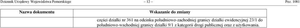 odcinku południowo-zachodniej granicy działki ewidencyjnej 23/1 do