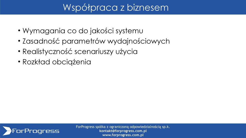 parametrów wydajnościowych