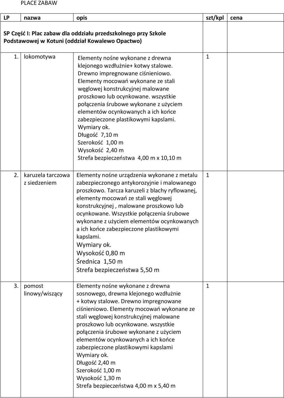 Elementy mocowań wykonane ze stali węglowej konstrukcyjnej malowane proszkowo lub ocynkowane.